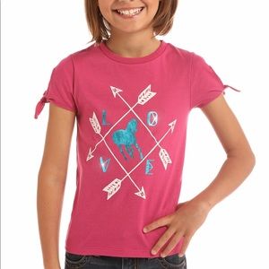 Girls Short Sleeve with Tie and Horse Graphic